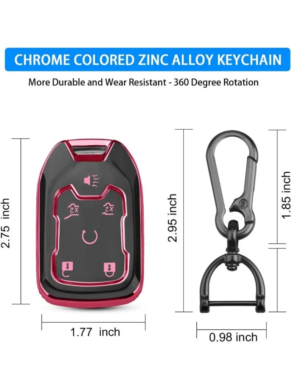 Stylish Pink 6-Button Key Fob Cover & Keychain for GMC Silverado, Tahoe, Sierra